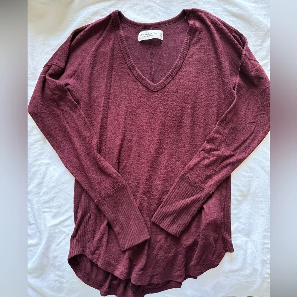 A&F Burgundy Sweater and Plaid Pajama Pants Set